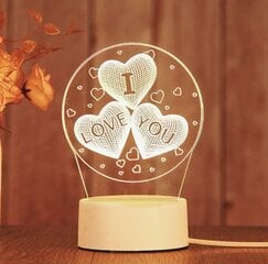 Geekeo 3D Настольная акриловая лампа I Love You, теплый белый цена и информация | Настольные светильники | pigu.lt