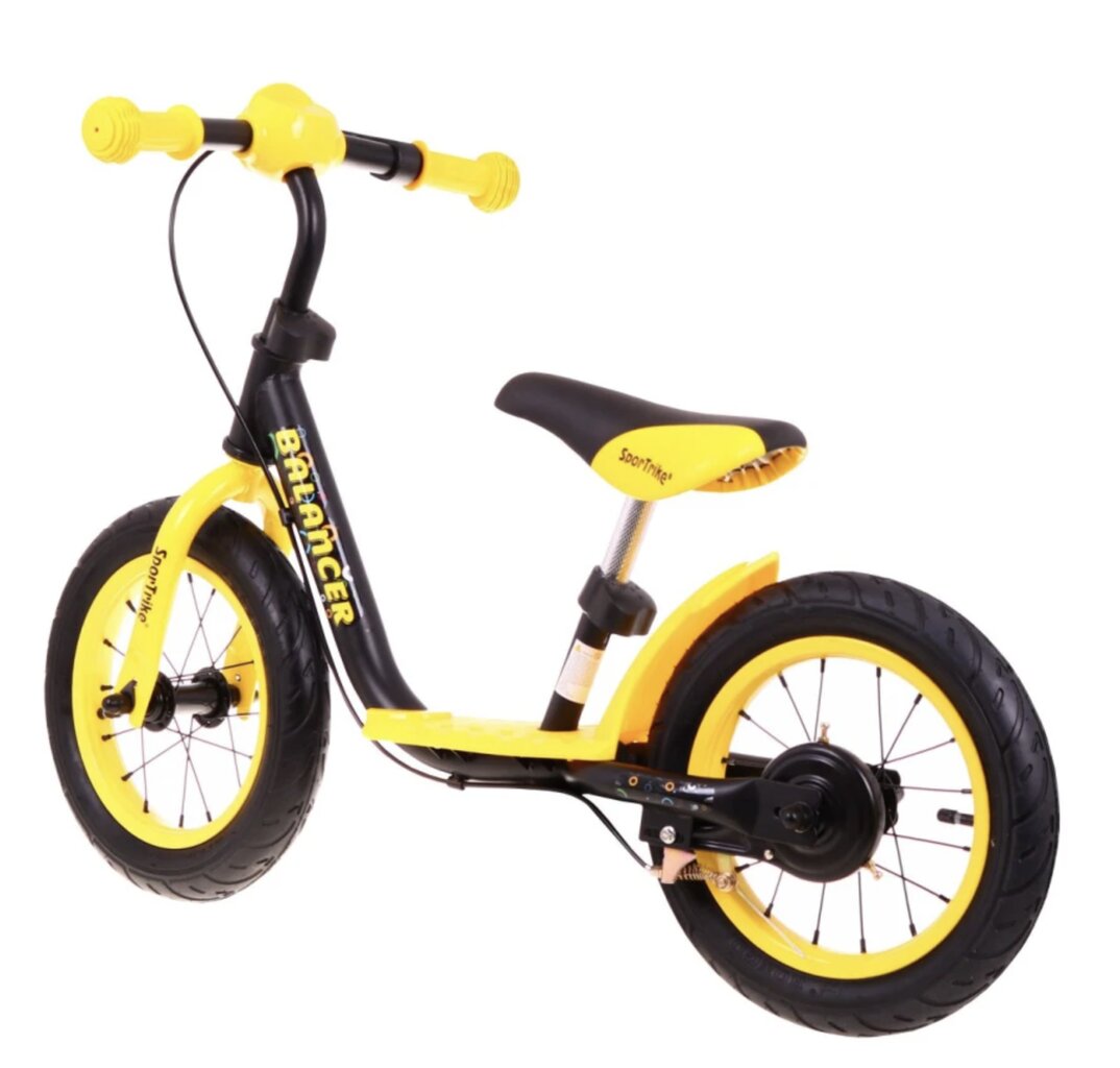 Balansinis dviratis SporTrike, juodas/geltonas kaina ir informacija | Balansiniai dviratukai | pigu.lt