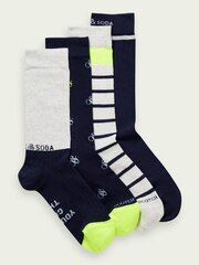 Носки для мужчин Scotch & Soda, 4 пары, темно-синие, серые цена и информация | Мужские носки | pigu.lt