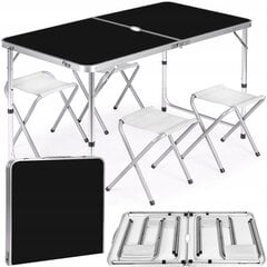 Складной кемпинговый стол с сиденьями Heckermann, черный, 60 x 120 x 69,5 см. цена и информация | Туристическая мебель | pigu.lt