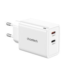 Choetech PD6013 2x USB-C PD 65W GaN wall charger - white цена и информация | Зарядные устройства для телефонов | pigu.lt