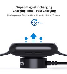 Choetech T319 MFI 5W wireless charger for Apple Watch + USB-C cable - black цена и информация | Аксессуары для смарт-часов и браслетов | pigu.lt