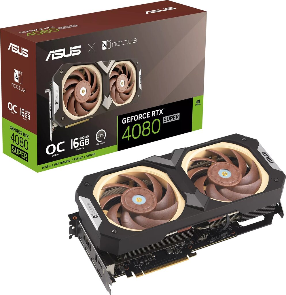 Asus GeForce RTX 4080 Super Noctua OC Edition Gaming (RTX4080S-O16G-NOCTUA) kaina ir informacija | Vaizdo plokštės (GPU) | pigu.lt