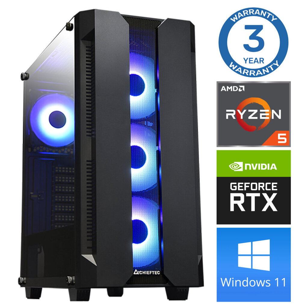 Intop RW35237WH Ryzen 5 5600X 32GB 250SSD M.2 NVME RTX3050 6GB WIN11 цена и информация | Stacionarūs kompiuteriai | pigu.lt