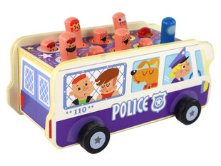 Medinis žaidimas su plaktuku Policijos autobusas kaina ir informacija | Lavinamieji žaislai | pigu.lt