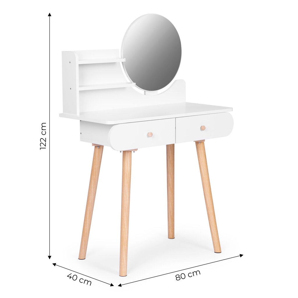 Kosmetinis staliukas Mmodern Home, 80x40x122 cm, baltas kaina ir informacija | Kosmetiniai staliukai | pigu.lt