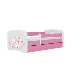 Vaikiška lova Babydreams 160x80 cm, rožinė/balta kaina ir informacija | Vaikiškos lovos | pigu.lt