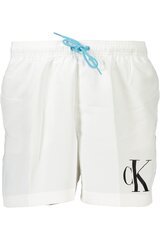 Calvin Klein maudymosi šortai vyrams KM0KM00890, balti kaina ir informacija | Maudymosi šortai, glaudės | pigu.lt
