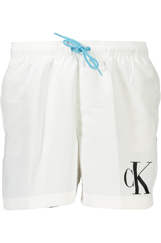 Calvin Klein maudymosi šortai vyrams KM0KM00890, balti цена и информация | Maudymosi šortai, glaudės | pigu.lt