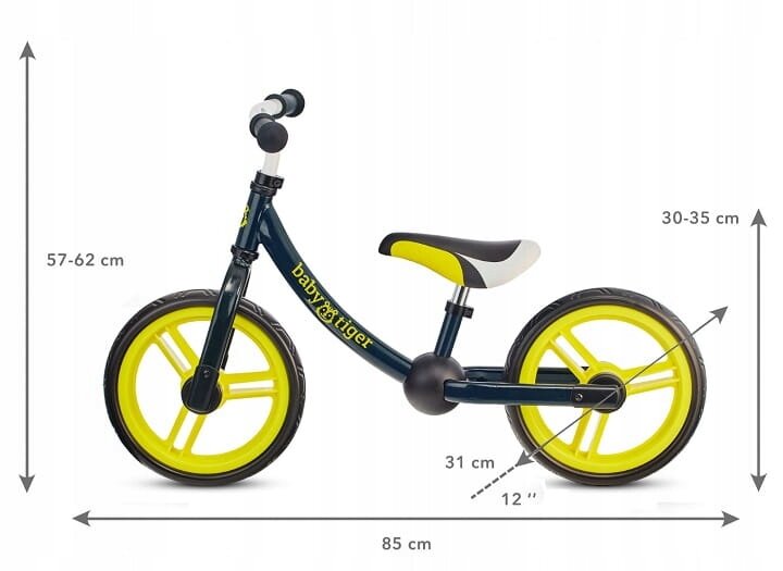 Balansinis dviratukas Baby Tiger Flow 12" цена и информация | Balansiniai dviratukai | pigu.lt
