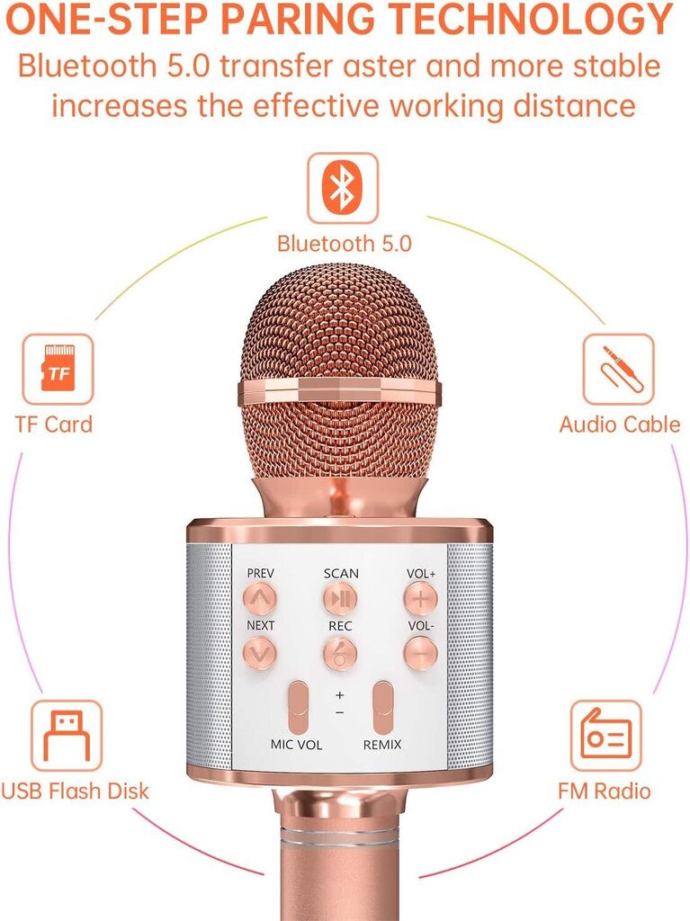 Bluetooth mikrofonas karaokei Ovellic 2 vnt. kaina ir informacija | Mikrofonai | pigu.lt