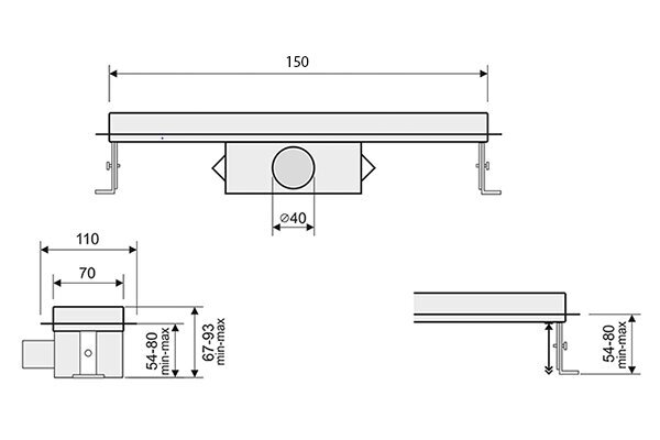 Metalinis kvadratinis dušo latakas Bielbet Piksel 150x150mm kaina ir informacija | Dušo latakai | pigu.lt