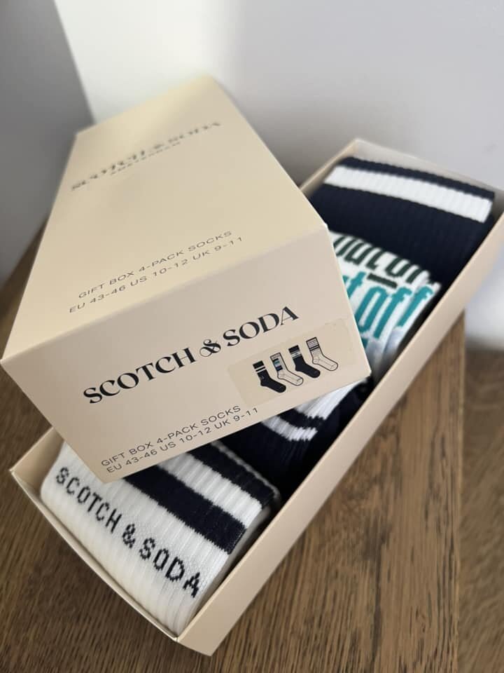 Sportinės kojinės vyrams Scotch & Soda 701222074002043, mėlynos/baltos, 4 poros цена и информация | Vyriškos kojinės | pigu.lt