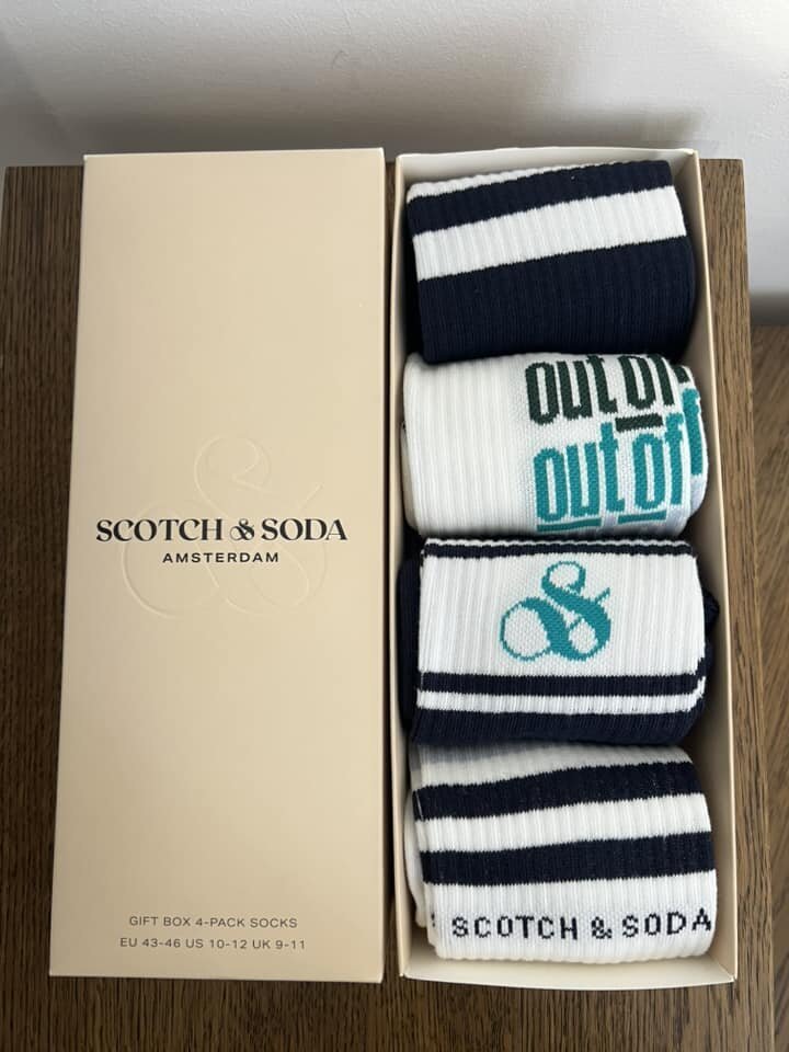 Sportinės kojinės vyrams Scotch & Soda 701222074002043, mėlynos/baltos, 4 poros цена и информация | Vyriškos kojinės | pigu.lt