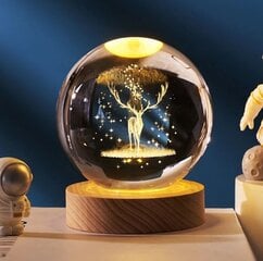 Ночной светильник Deviss, 3D хрустальный шар с оленем цена и информация | Настольные светильники | pigu.lt