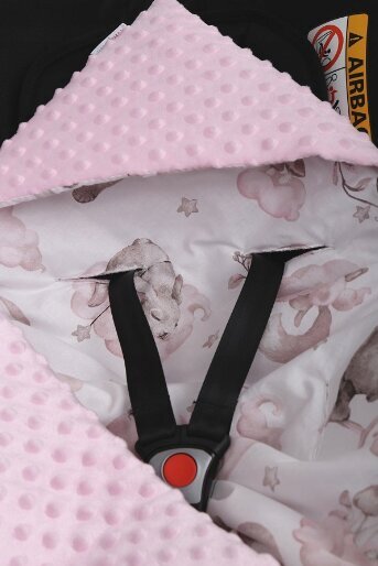 Antklodė su gobtuvu automobilinei kėdutei Babymam, rožinė, 80x80cm kaina ir informacija | Vokeliai, miegmaišiai, pagalvės | pigu.lt