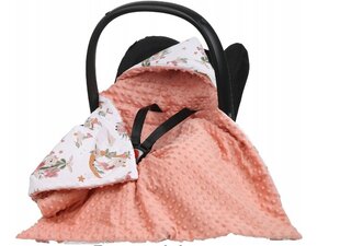 Antklodė su gobtuvu automobilinei kėdutei Babymam, rožinė, 80x80cm kaina ir informacija | Vokeliai, miegmaišiai, pagalvės | pigu.lt