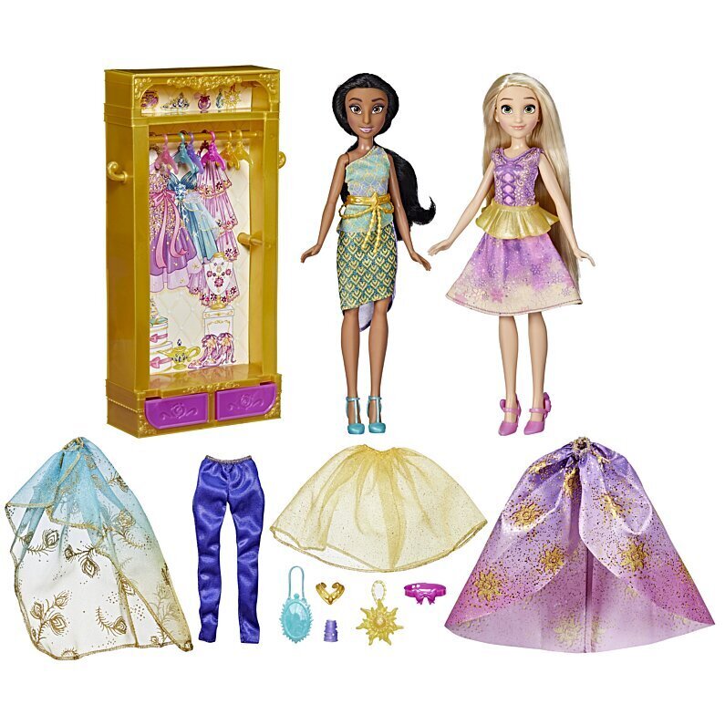 Lėlės Jasmine ir Rapunzel su drabužių ir aksesuarų spinta Disney Princess Ultimate Fashions Wardrobe цена и информация | Žaislai mergaitėms | pigu.lt