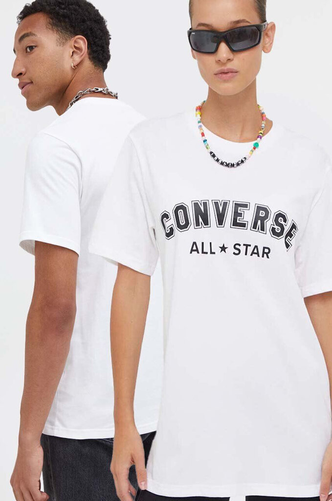 Marškinėliai unisex Converse 10024566 A04, balti kaina ir informacija | Vyriški marškinėliai | pigu.lt
