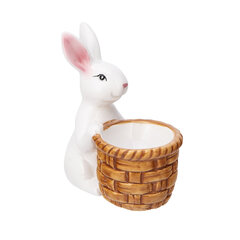 Altom design kiaušinių puodelis kiškis su krepšeliu, 5,5x9,5x10 cm kaina ir informacija | Indai, lėkštės, pietų servizai | pigu.lt
