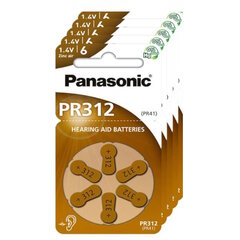 Батарейки для слуховых аппаратов Panasonic 312 (PR41) 5х6 шт., 30 шт. цена и информация | Батарейки | pigu.lt