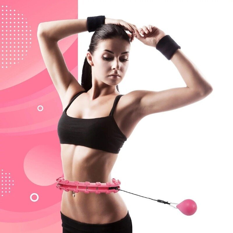 Gimnastikos lankas Hula Hoop, 50-120 cm, rožinis kaina ir informacija | Gimnastikos lankai ir lazdos | pigu.lt