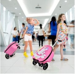Детский чемодан и самокат 2 в 1 со светодиодными колесами Costway, единорогом цена и информация | Чемоданы, дорожные сумки  | pigu.lt