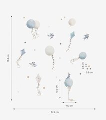 Vaikiškas interjero lipdukas Mėlyni balionai su aitvarais цена и информация | Интерьерные наклейки | pigu.lt