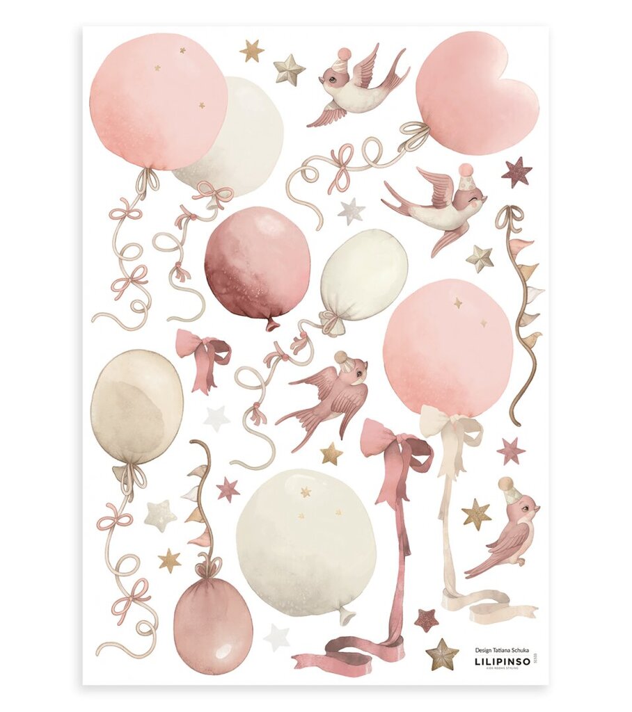 Vaikiškas interjero lipdukas Rožiniai balionai kaina ir informacija | Interjero lipdukai | pigu.lt