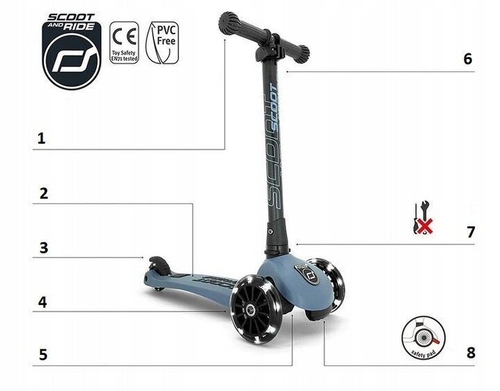 Triratis paspirtukas Scoot & Ride, mėlynas kaina ir informacija | Paspirtukai | pigu.lt