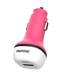 PANTONE automobilinis įkroviklis 38W PD QC 1x USB 1x USB-C PT-PDDC05 rožinės spalvos  184C kaina ir informacija | Krovikliai telefonams | pigu.lt