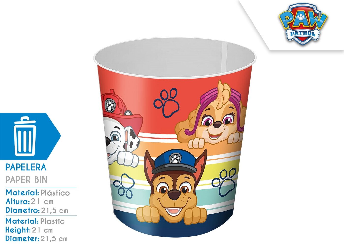 Paw Patrol šiukšliadėžė, 1 vnt. kaina ir informacija | Šiukšliadėžės | pigu.lt