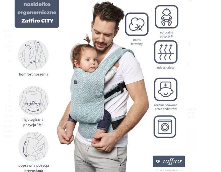 Zaffiro nešioklė City, mint leaves kaina ir informacija | Nešioklės | pigu.lt