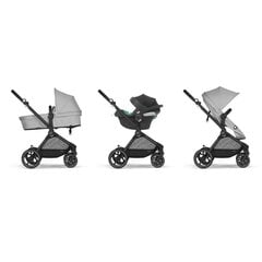 Cybex "Eos Basic 3-in-1" kūdikių nešynė juoda + adapteriai + "Aton B2" I dydžio automobilinė kėdutė Lava Grey kaina ir informacija | Vežimėliai | pigu.lt