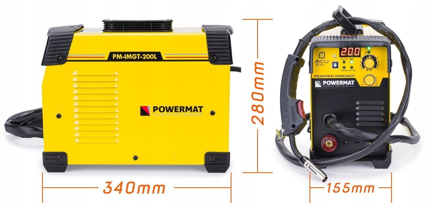 Suvirinimo aparatas Powermat PM-IMGT-200L, 230V, 8-200A kaina ir informacija | Suvirinimo aparatai, lituokliai | pigu.lt