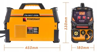 Suvirinimo aparatas su priedais Powermat PM-IMGT-250M, 230V, 15-250A цена и информация | Сварочные аппараты, паяльники | pigu.lt