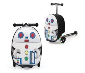 Детский чемодан и самокат 2 в 1 со светодиодными колесами Costway, робот цена и информация | Чемоданы, дорожные сумки  | pigu.lt