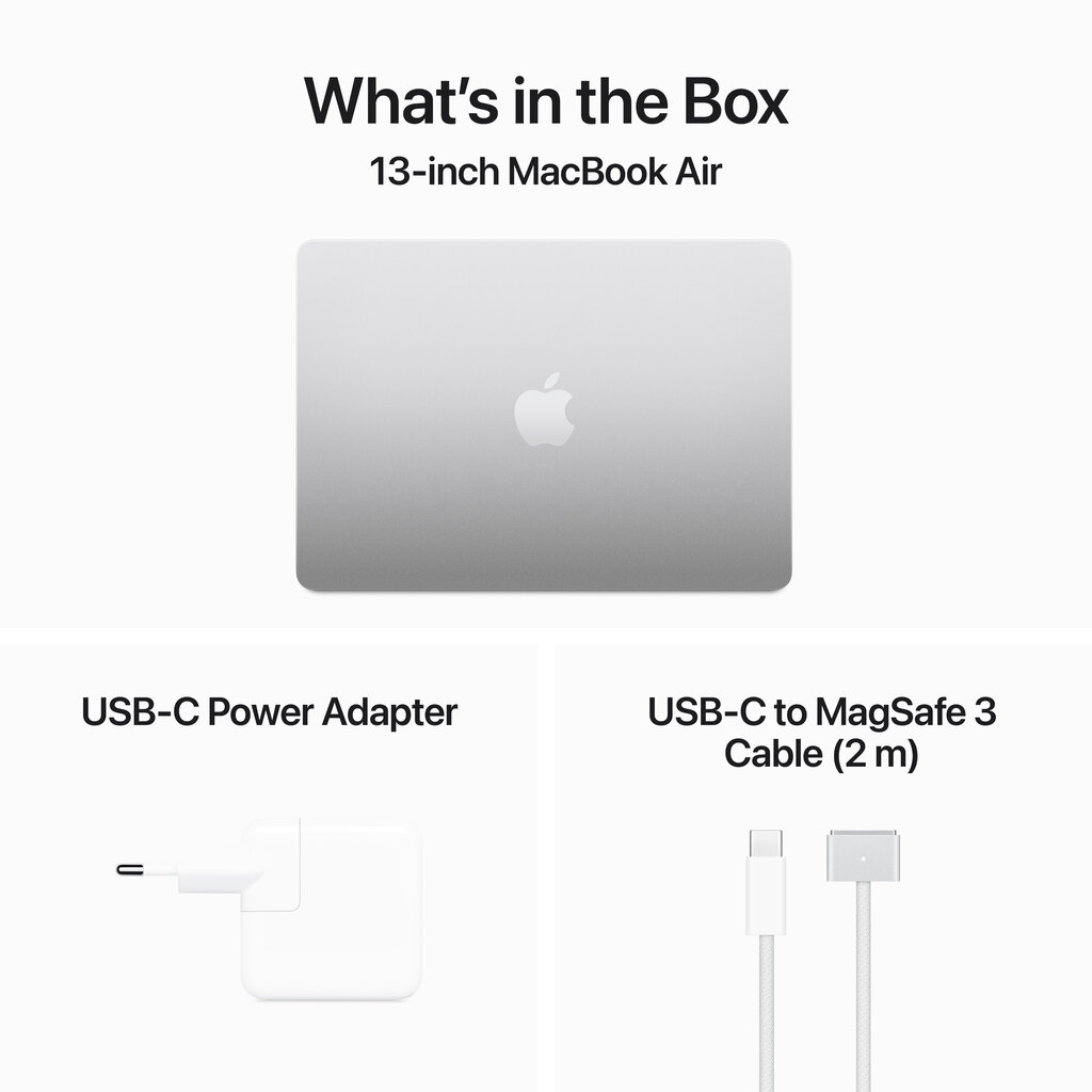 MacBook Air 13" Apple M3 8C CPU 8C GPU/8GB/256GB SSD/Silver/RUS - MRXQ3RU/A kaina ir informacija | Nešiojami kompiuteriai | pigu.lt