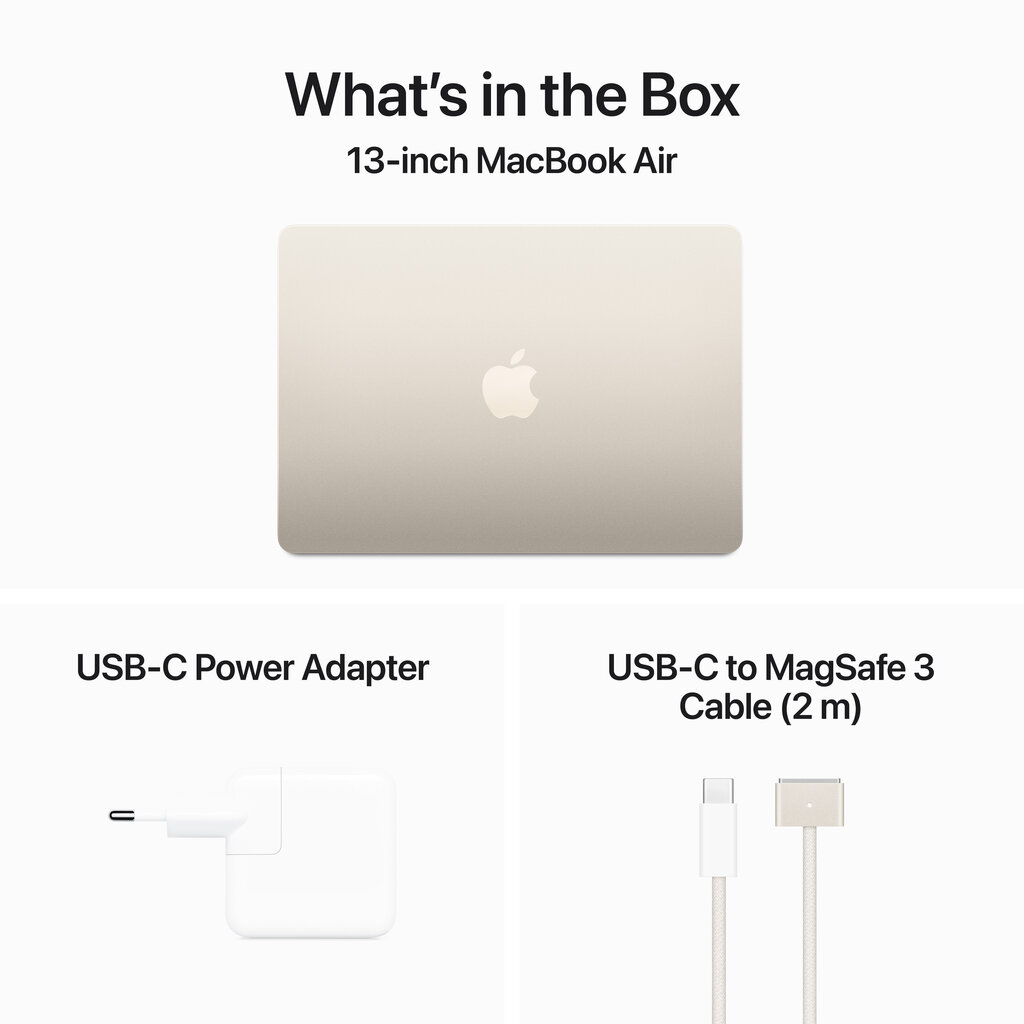 Apple MacBook Air 13" M3 chip with 8-core CPU and 10-core GPU 8GB 512GB SSD - Starlight - MRXU3RU/A kaina ir informacija | Nešiojami kompiuteriai | pigu.lt