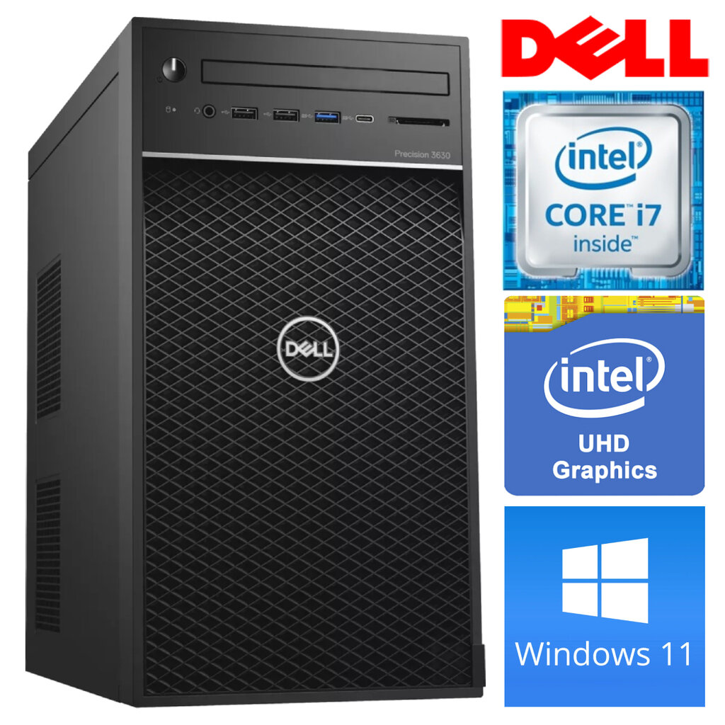 DELL 3630 Tower i7-8700K 32GB 256SSD M.2 NVME WIN11Pro kaina ir informacija | Stacionarūs kompiuteriai | pigu.lt