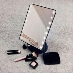 Kosmetinis veidrodis su padidinimu ir 16 LED diodų, juodas цена и информация | Косметички, косметические зеркала | pigu.lt