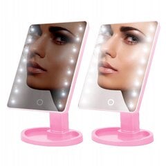 Kosmetinis veidrodis su padidinimu ir 16 LED diodų, rožinis kaina ir informacija | Kosmetinės, veidrodėliai | pigu.lt