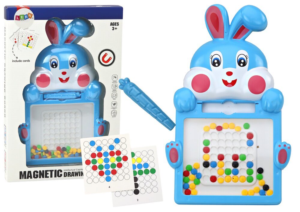 Magnetinė piešimo lenta Lean Toys Hare, mėlyna kaina ir informacija | Lavinamieji žaislai | pigu.lt