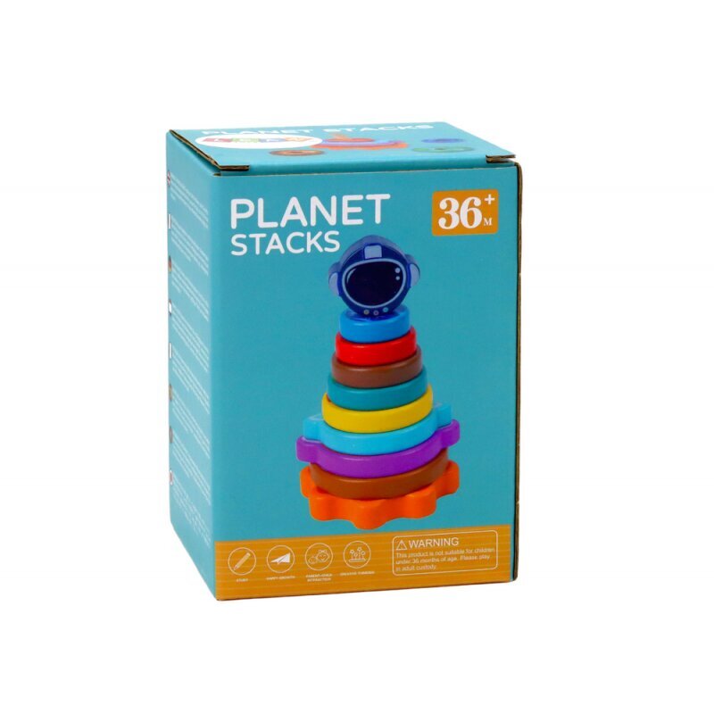 Medinė piramidė Planetos Lean Toys, 10 d. kaina ir informacija | Žaislai kūdikiams | pigu.lt