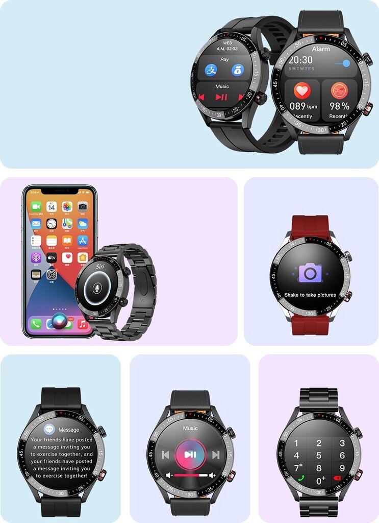 Gravity GT4-2 Black kaina ir informacija | Išmanieji laikrodžiai (smartwatch) | pigu.lt