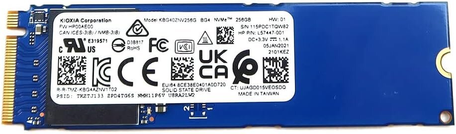 Kioxia SSD 256GB BG4 M.2 2280 NVMe PCIe Gen3 x4 KBG40ZNV256G L57447 цена и информация | Vidiniai kietieji diskai (HDD, SSD, Hybrid) | pigu.lt