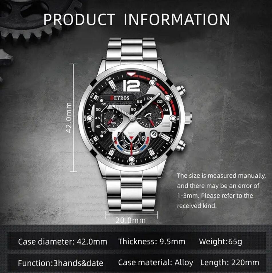 Diros Vyriškas kvarcinis rankinis laikrodis su kalendoriumi kaina ir informacija | Vyriški laikrodžiai | pigu.lt