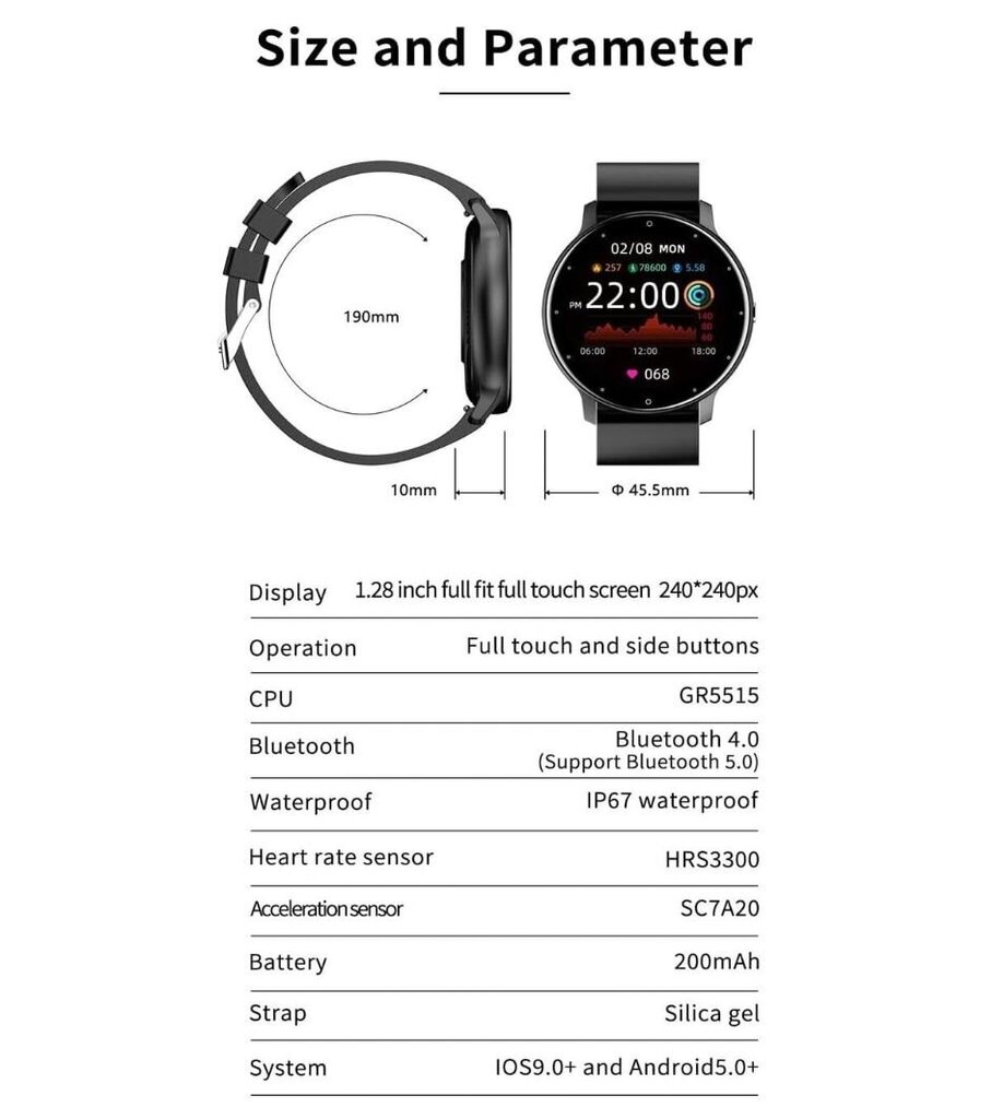 Generic Swollen ZL02D Black kaina ir informacija | Išmanieji laikrodžiai (smartwatch) | pigu.lt