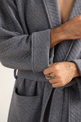Мужской хлопковый халат, серый цена и информация | Мужские халаты, пижамы | pigu.lt