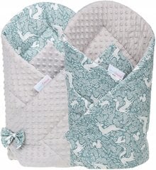Dvipusis kūdikio vokelis - antklodė Babymam, 80x80 cm, žalia/pilka kaina ir informacija | Vokeliai, miegmaišiai, pagalvės | pigu.lt